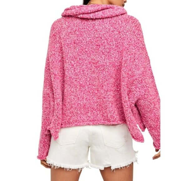 NWD New with Defect Free People Bff Cowl Neck Sweater, Size M - Pink MSRP $98 - Picture 2 of 14